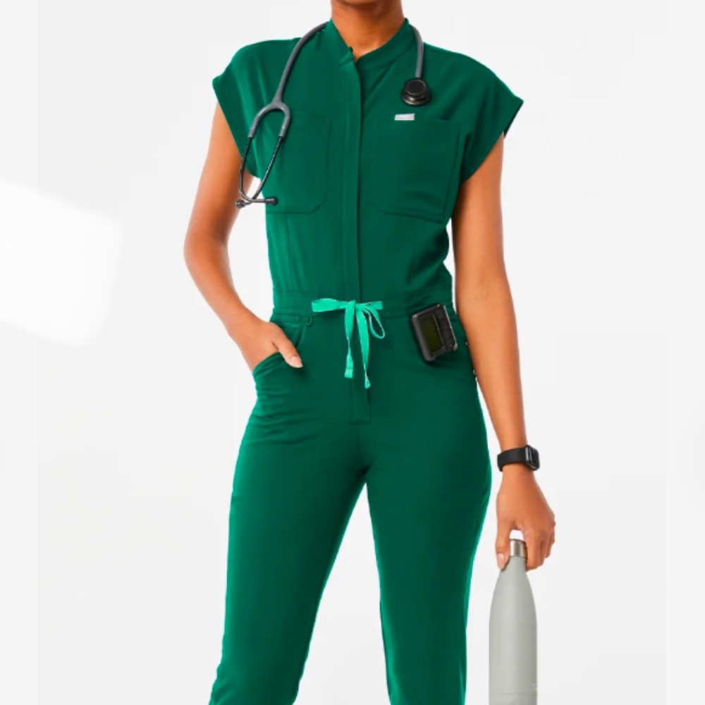 Figs hunter green jumpsuit, M
